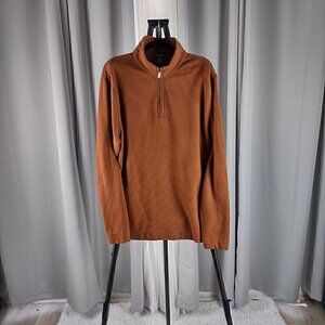 Van Heusen Mens Dark Orange Flex Long Sleeve 1/4 Zip Soft Sweater Size Large